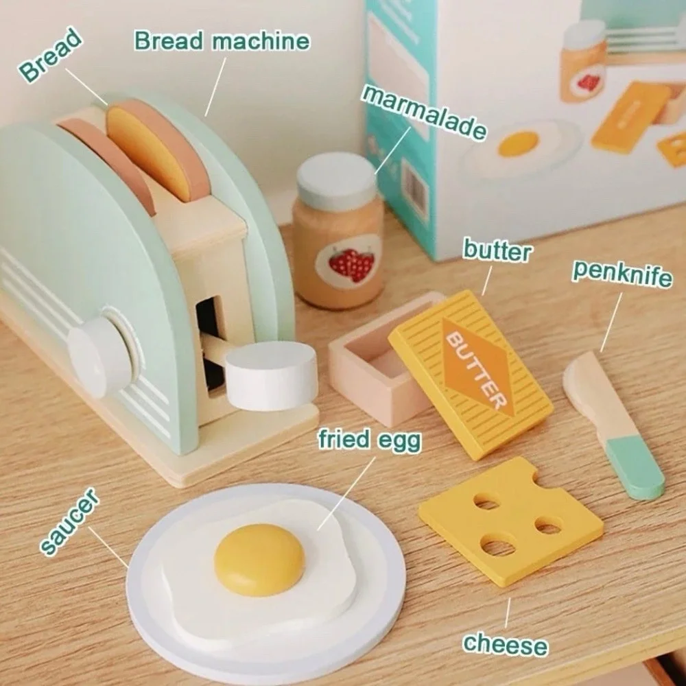 Wooden Toy-Pop‎ up Toaster Play Kitchen Playset (11 pieces)